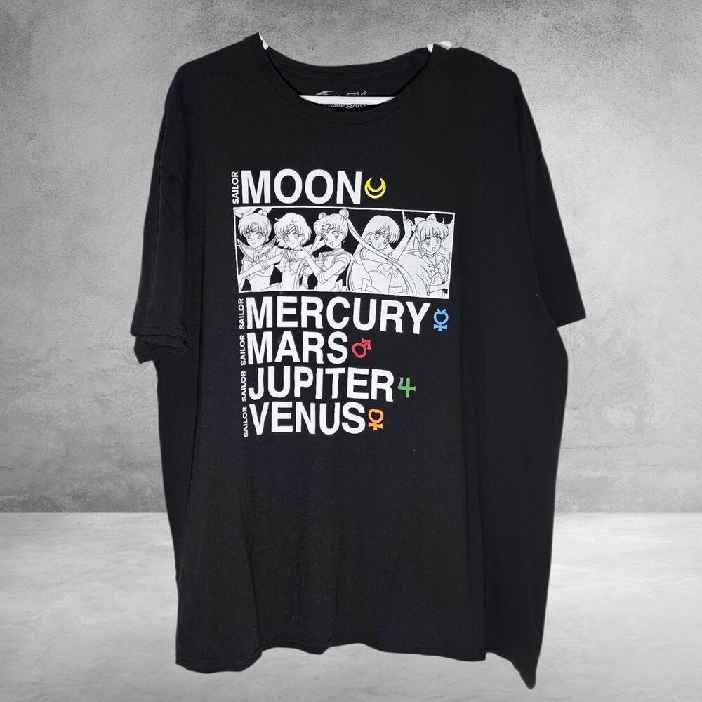 Sailor Moon Black Graphic T-Shirt 2XL Anime Fan Apparel